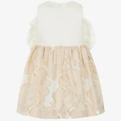 Jessie and James London Girls Ivory & Gold Floral Jacquard Dress Online