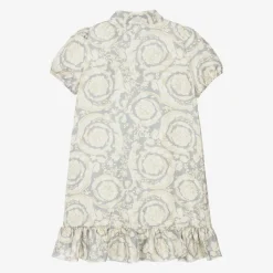 Versace Girls Ivory & Grey Silk Barocco Dress Best