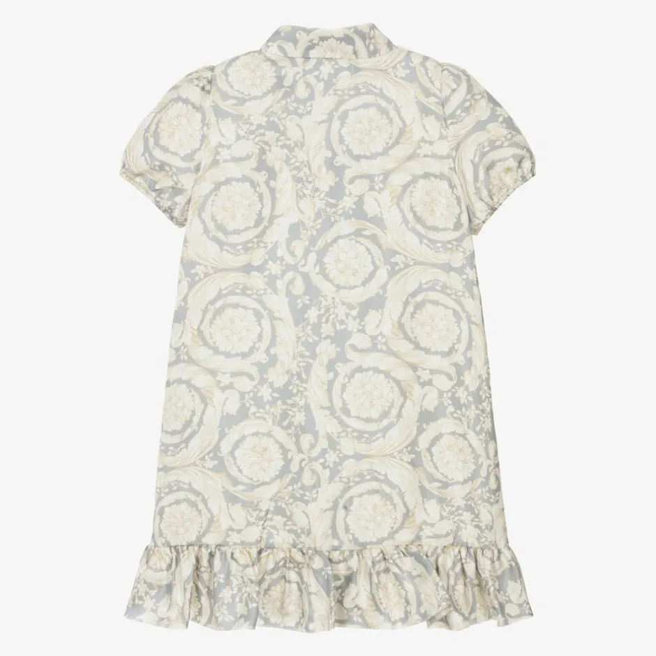 Versace Girls Ivory & Grey Silk Barocco Dress Best