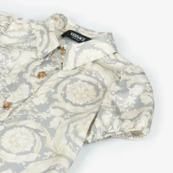 Versace Girls Ivory & Grey Silk Barocco Dress Best