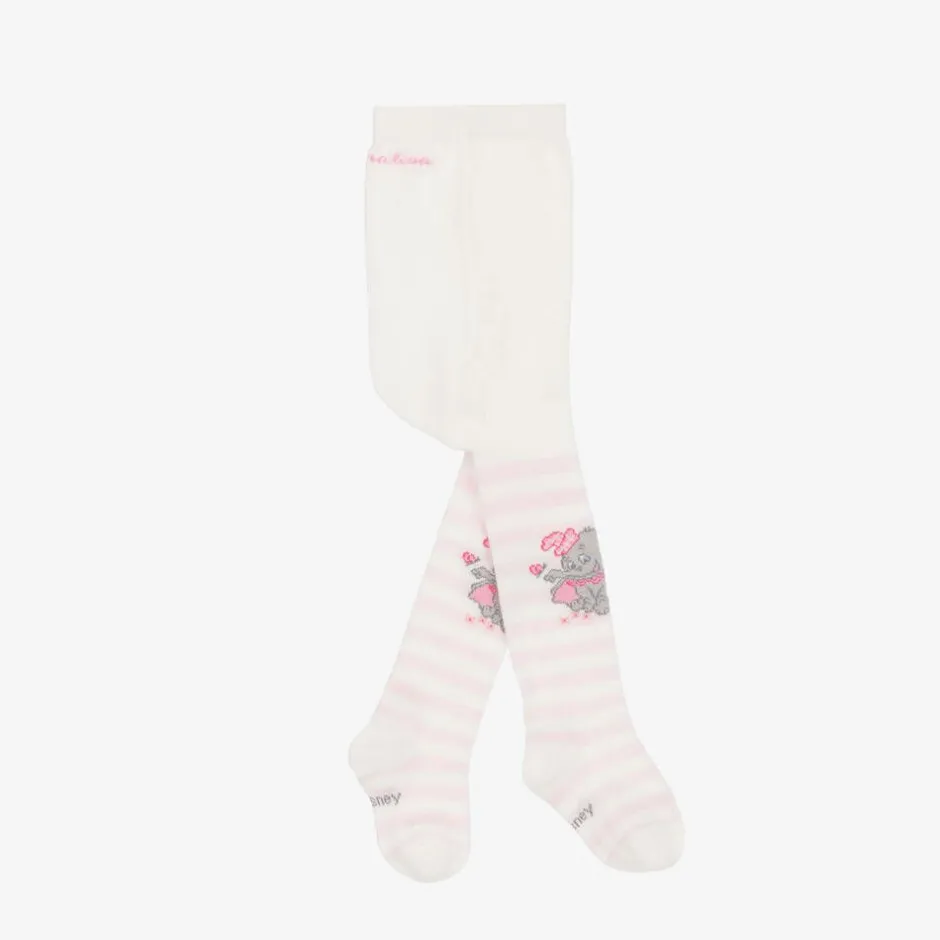 Monnalisa Girls Ivory & Pink Cotton Disney Tights Outlet