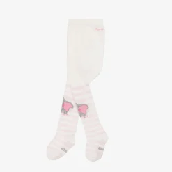 Monnalisa Girls Ivory & Pink Cotton Disney Tights Outlet