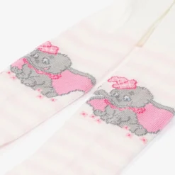 Monnalisa Girls Ivory & Pink Cotton Disney Tights Outlet