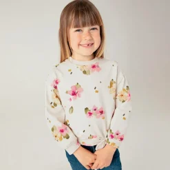 Mayoral Girls Ivory & Pink Floral Cotton Sweatshirt New