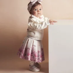 Monnalisa Girls Ivory & Pink Neoprene Disney Skirt Hot