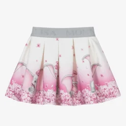 Monnalisa Girls Ivory & Pink Neoprene Disney Skirt Hot