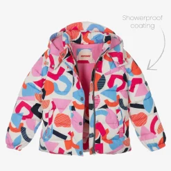 Joyday Girls Ivory & Pink Showerproof Puffer Coat Clearance