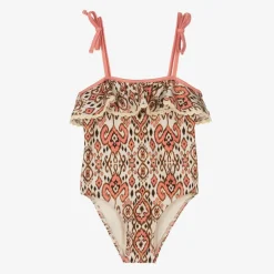 Zimmermann Girls Ivory & Pink Swimsuit PeachIkat Online