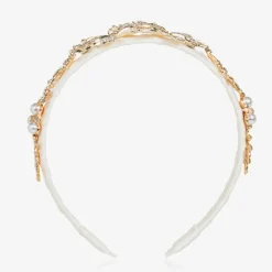 David Charles Girls Ivory & Diamanté Butterfly Hairband New