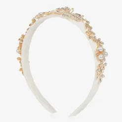 David Charles Girls Ivory & Diamanté Butterfly Hairband New