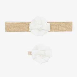 Abel amp; Lula Girls Ivory & Gold Headband & Hair Clip Sale