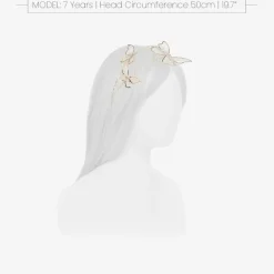 Junona Girls Ivory Bead & Lace Butterfly Hairband Outlet