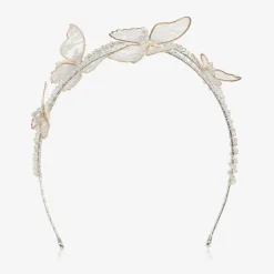 Junona Girls Ivory Bead & Lace Butterfly Hairband Outlet