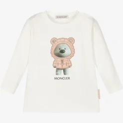 Moncler Enfant Girls Ivory Bear Cotton Top Outlet