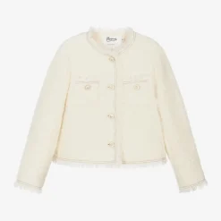 Bonpoint Girls Ivory Bouclé Tweed Jacket Hot