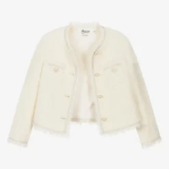 Bonpoint Girls Ivory Bouclé Tweed Jacket Hot