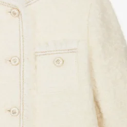 Bonpoint Girls Ivory Bouclé Tweed Jacket Hot