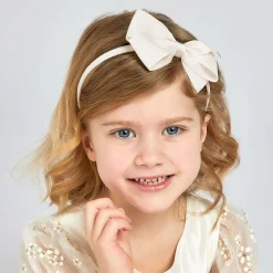 Peach Ribbons Girls Ivory Bow Hairband Best