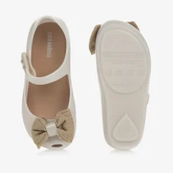 Mini Melissa Girls Ivory Bow Jelly Shoes New