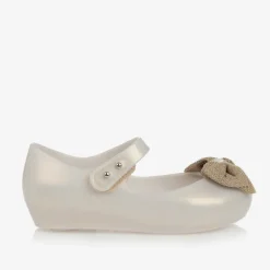 Mini Melissa Girls Ivory Bow Jelly Shoes New
