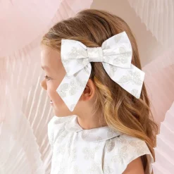 Patachou Girls Ivory Butterfly Print Bow Hair Clip (14cm)