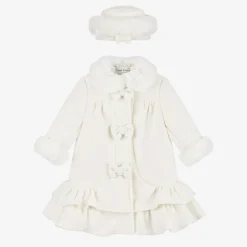 Sarah Louise Girls Ivory Coat & Hat Set Online
