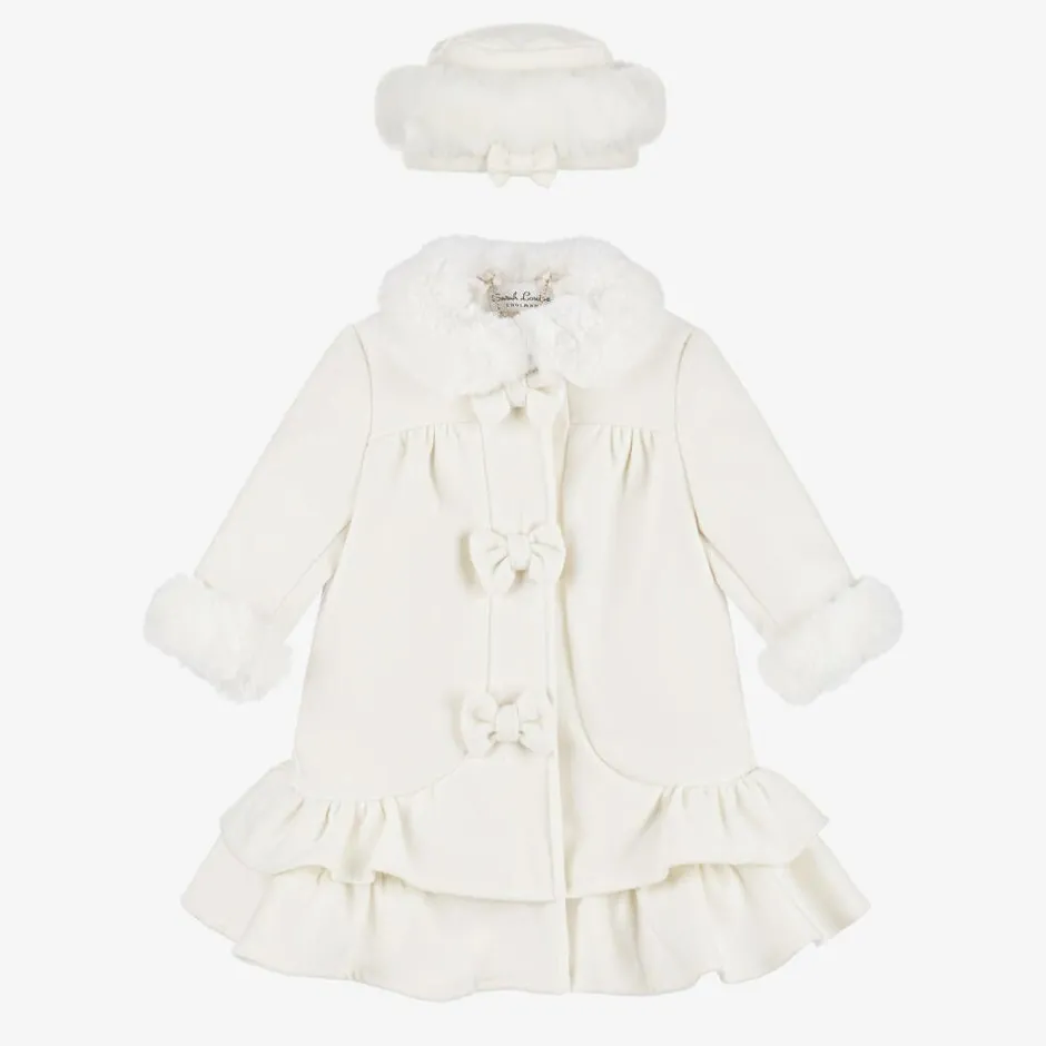 Sarah Louise Girls Ivory Coat & Hat Set Online