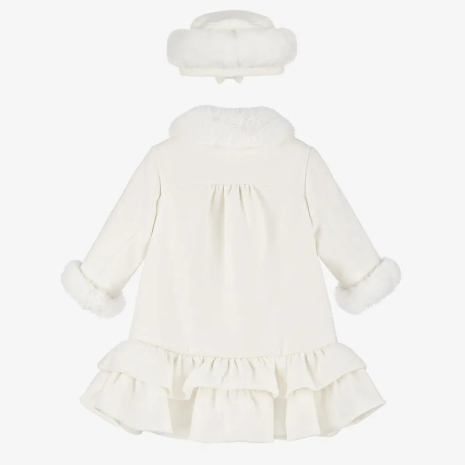 Sarah Louise Girls Ivory Coat & Hat Set Online