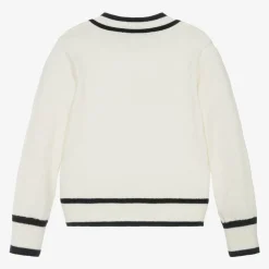 KARL LAGERFELD KIDS Girls Ivory Cotton & Cashmere Knit Sweater