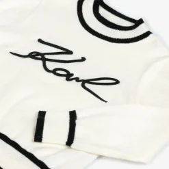 KARL LAGERFELD KIDS Girls Ivory Cotton & Cashmere Knit Sweater