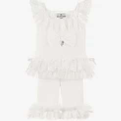 Beau KiD Girls Ivory Cotton & Lace Leggings Set Clearance