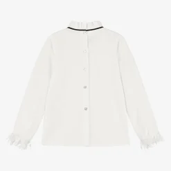 Piccola Speranza Girls Ivory Cotton & Lace Blouse Online