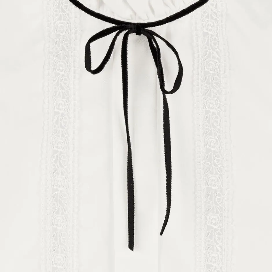 Piccola Speranza Girls Ivory Cotton & Lace Blouse Online