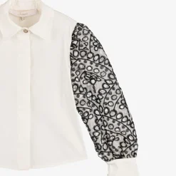 Junona Girls Ivory Cotton & Organza Blouse Best