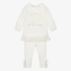 Sofija Girls Ivory Cotton & Tulle Leggings Set Online