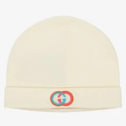 Gucci Girls Ivory Cotton Baby Hat New