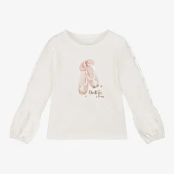 Lapin House Girls Ivory Cotton Ballet Shoes Top