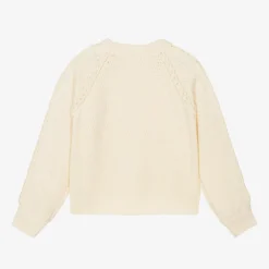 Chloé Girls Ivory Cotton Cable Knit Sweater Clearance