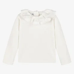 iDO Baby Girls Ivory Cotton Collar Top Clearance