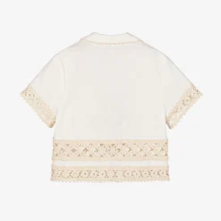 Zimmermann Girls Ivory Cotton Crochet Trim Shirt Clearance