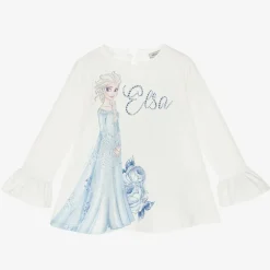 Monnalisa Girls Ivory Cotton Disney Top New