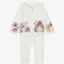 Sofija Girls Ivory Cotton Floral Tracksuit Discount