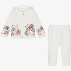 Sofija Girls Ivory Cotton Floral Tracksuit Discount