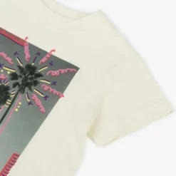 Palm Angels Girls Ivory Cotton Graphic T-Shirt Online