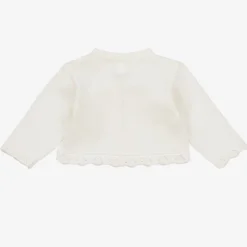 Pretty Originals Girls Ivory Cotton Knit Bow Cardigan