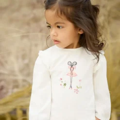 Tartine et Chocolat Girls Ivory Cotton Mouse Top Clearance
