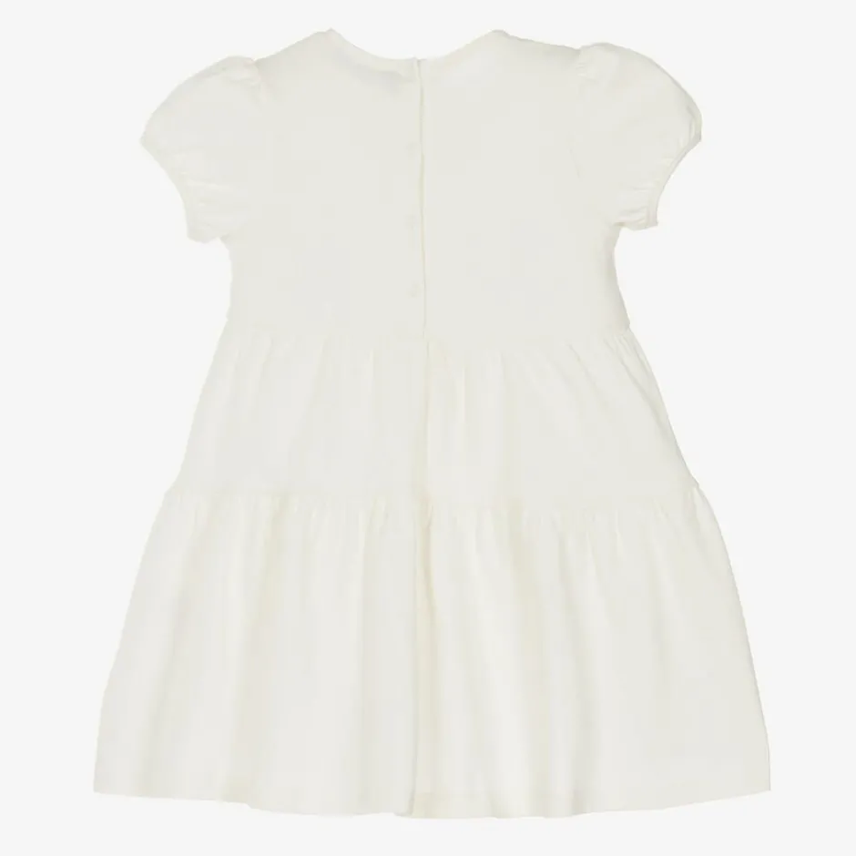 AIGNER Girls Ivory Cotton Necklace Print Dress Discount