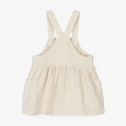 1 + in the family Girls Ivory Cotton Pinafore Dress New