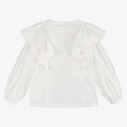 Chloé Girls Ivory Cotton Ruffle Blouse