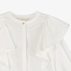 Chloé Girls Ivory Cotton Ruffle Blouse
